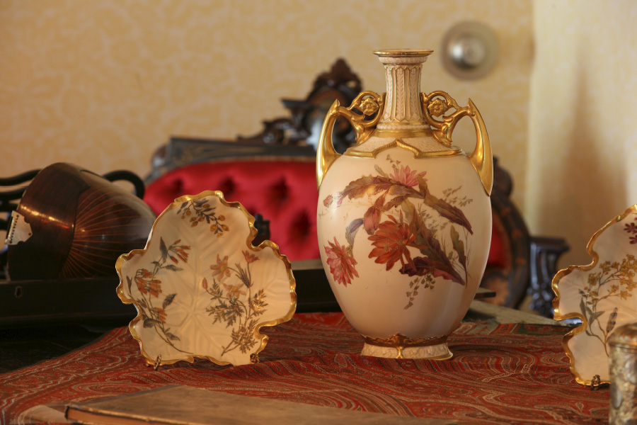 Ornate Vase and Dishware